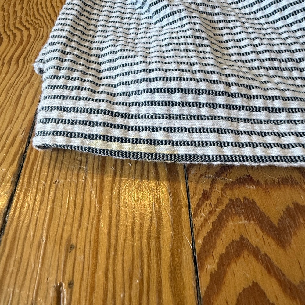 Maeve Textured Blue and White Striped Collared Wrap Top with button detail - Picture 9 of 11